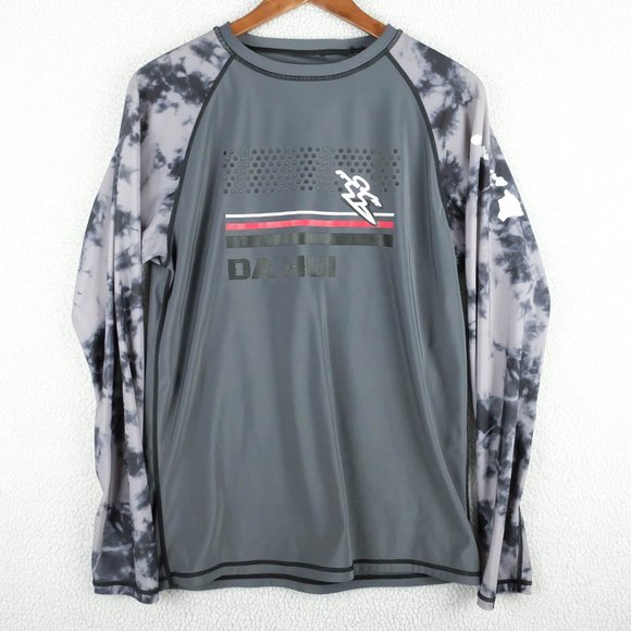 Da Hui Compression T Shirt Mens Large Gray Long Sleeve Surfing Performance - Picture 1 of 10